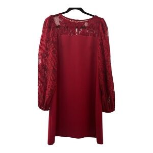 White House Black Market Red Sheath Dress with Bishop Sleeves